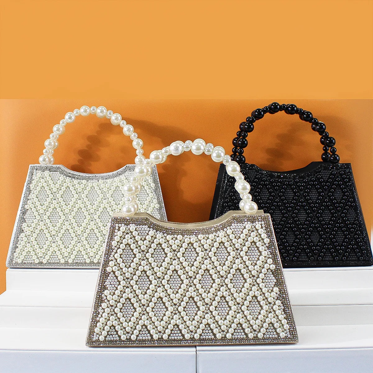 Luxury Pearl Diamond Evening Clutch