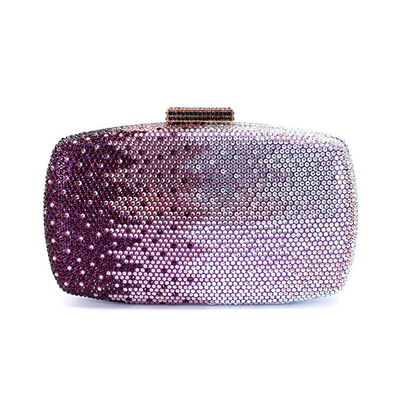 Gradient Rhinestone Evening Box Clutch