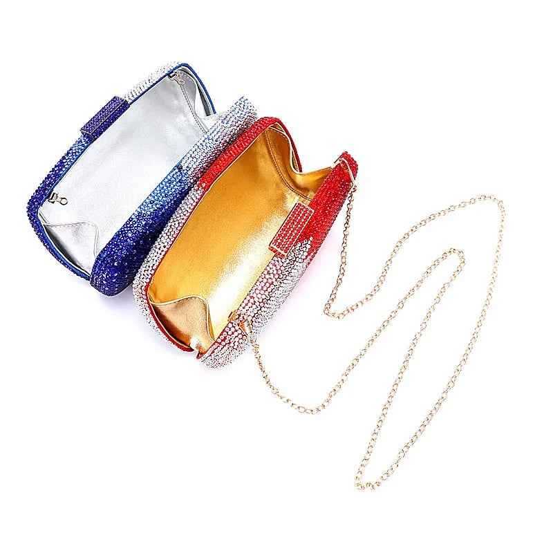 Gradient Rhinestone Evening Box Clutch