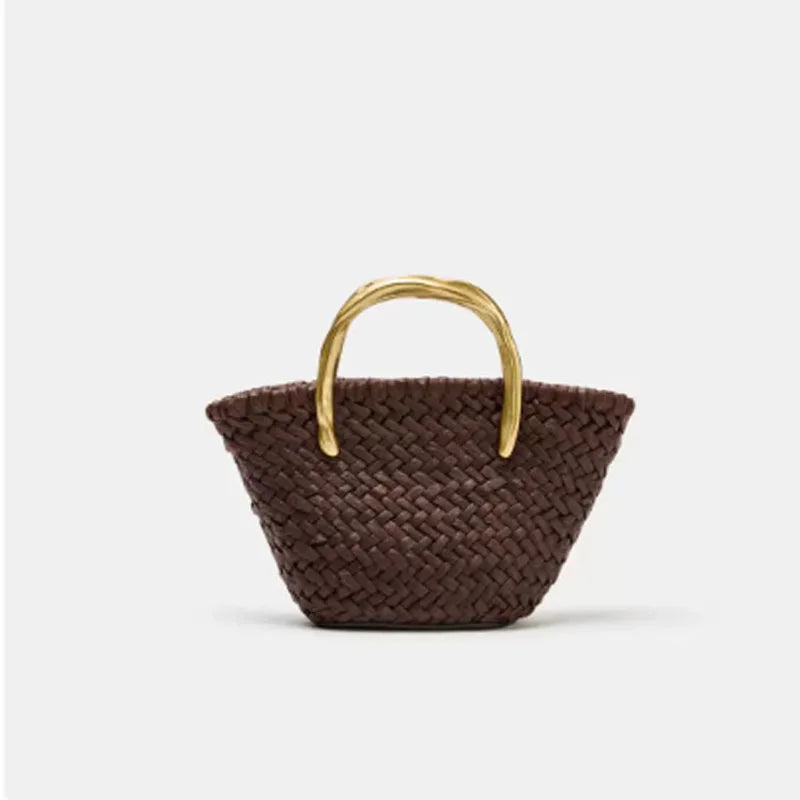 Woven Straw Chain Shoulder Bag