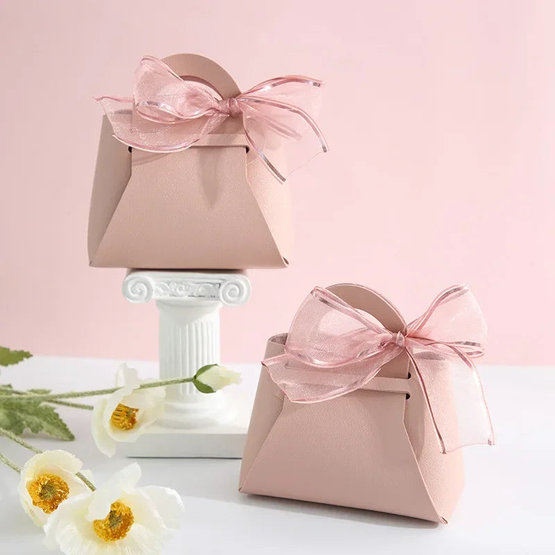 Pink Leather Wedding Gift Bags