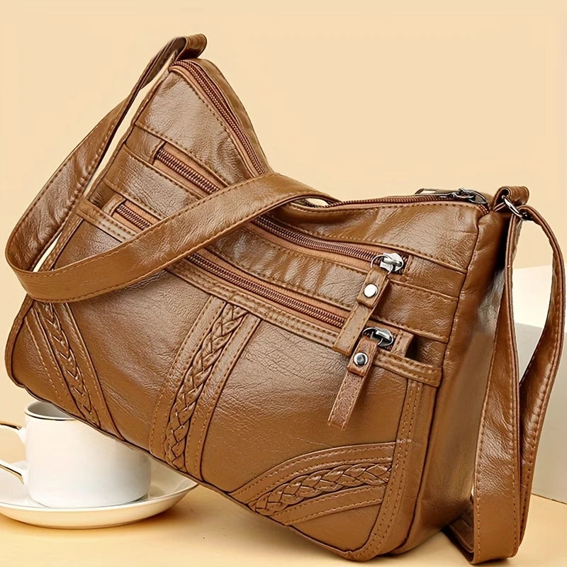 Stylish Multi-color Quilted Crossbody Bag, Women's Soft Leather Shoulder Purse with Adjustable Strap, Ideal for Everyday