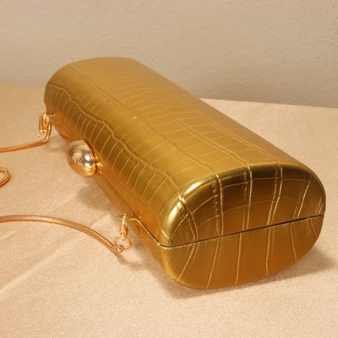 Glossy PU Leather Box Clutch