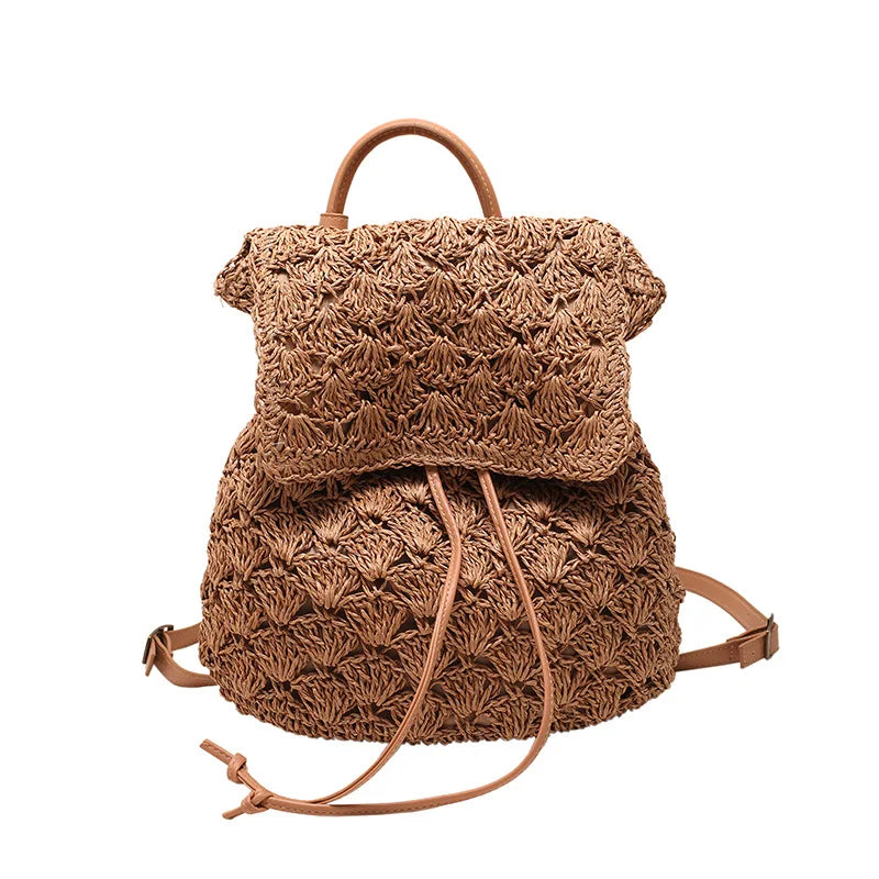 Woven Straw Beach Backpack