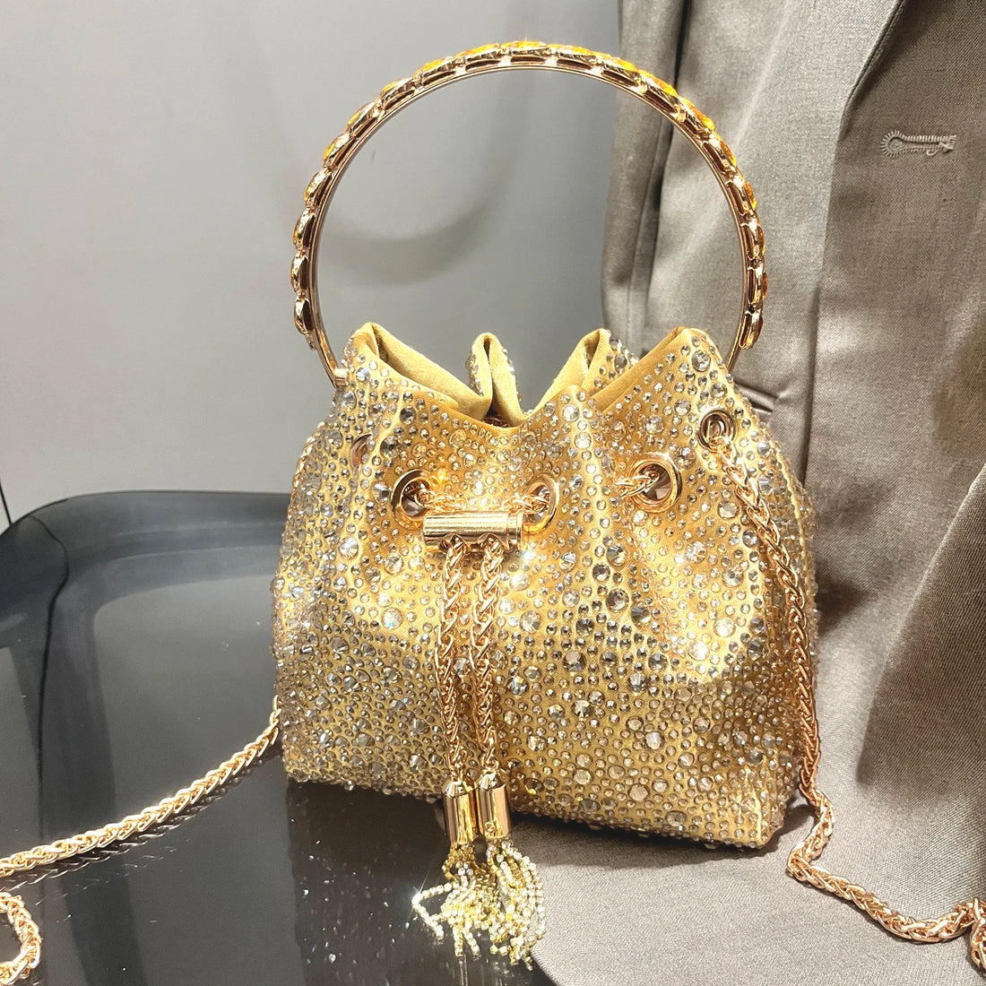 Handle Rhinestones Evening clutch Bag Purses and handbag luxury Designer shoulder bag Shiny Crystal Clutch purse bucket bag