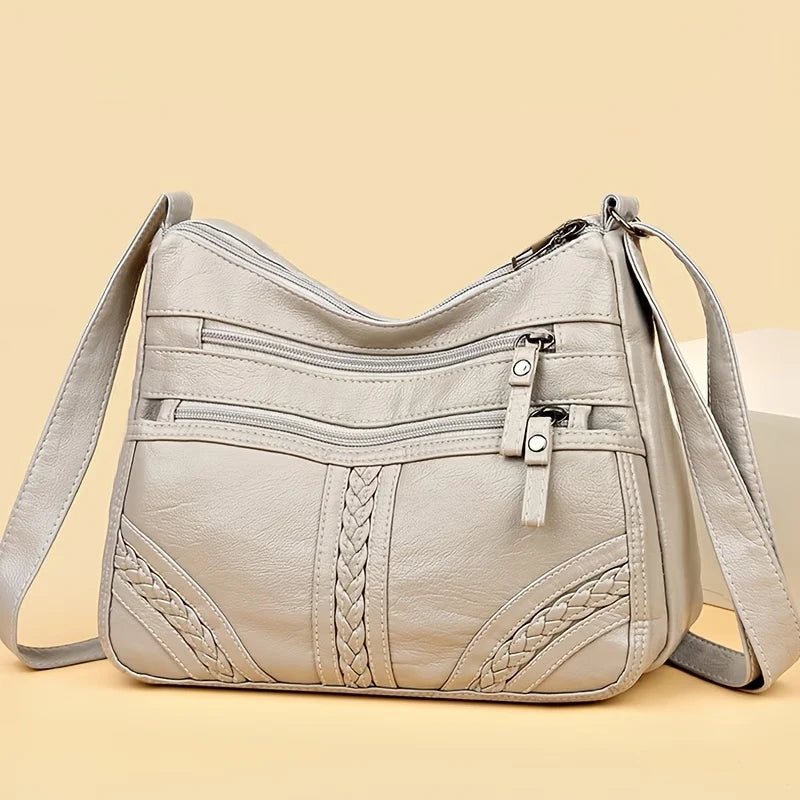 Stylish Multi-color Quilted Crossbody Bag, Women's Soft Leather Shoulder Purse with Adjustable Strap, Ideal for Everyday