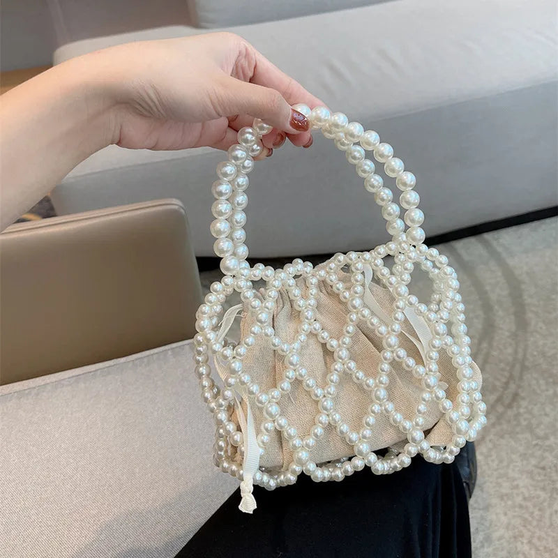 Bohemian Basket Pearl Shoulder Bag