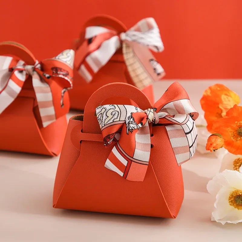 Pink Leather Wedding Gift Bags