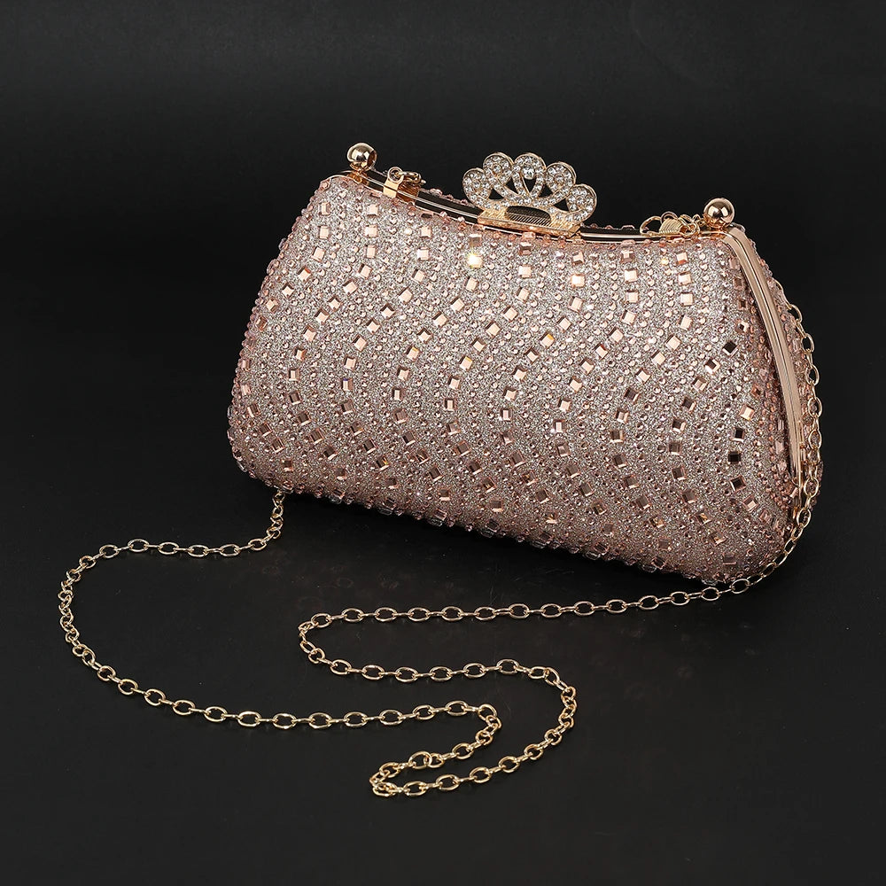 Crown Crystal Evening Crossbody Bag