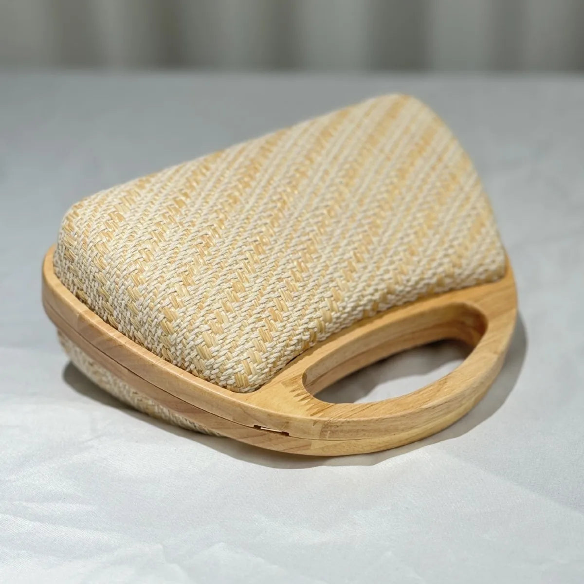 Wooden Handle Woven Straw Tote