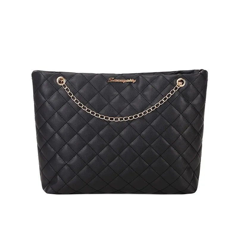 Fashion Large Capcity Handbags Chain Bag Women's Retro Shoulder Bag Senior Shoulder Lady's Bag Niche Soft Solid Puese Ins
