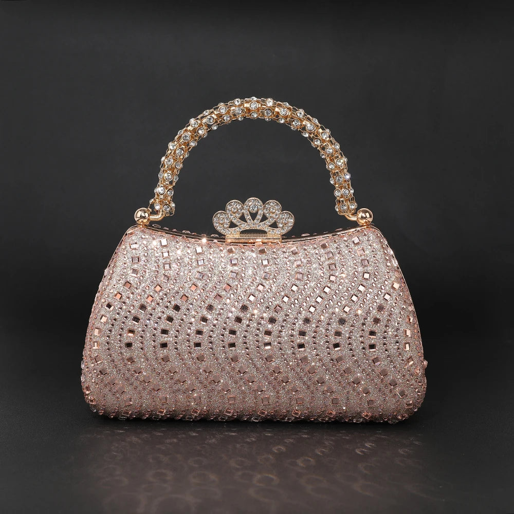 Crown Crystal Evening Crossbody Bag