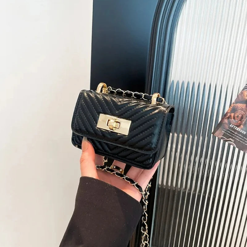 Quilted Leather Chain Crossbody Bag