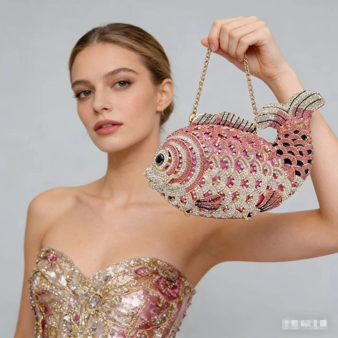 XIYUAN Fish Shape Women rhinestones Purse Evening Bags Diamond Metal Clutches Bags Wedding Party Minaudiere Purses and Handbags