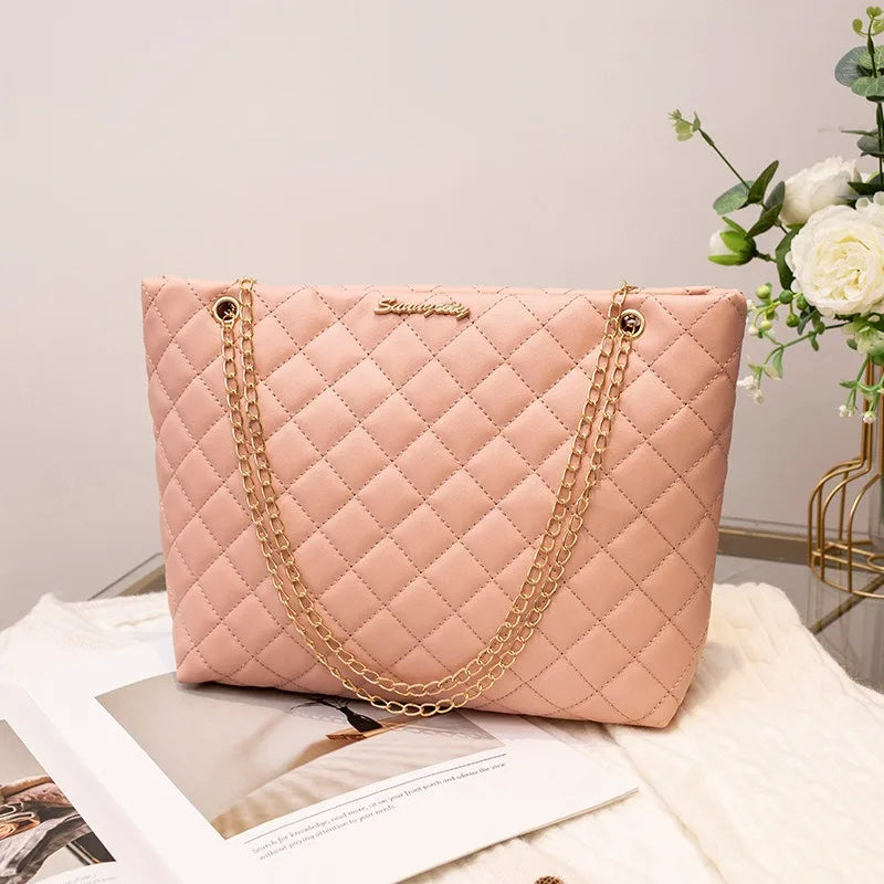 Fashion Large Capcity Handbags Chain Bag Women's Retro Shoulder Bag Senior Shoulder Lady's Bag Niche Soft Solid Puese Ins