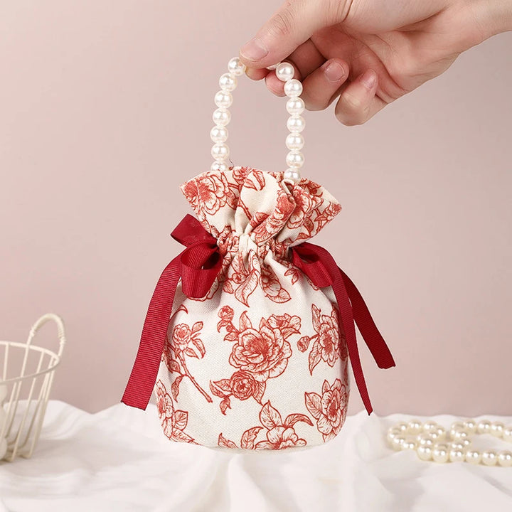 Flower Pearl Drawstring Pouch