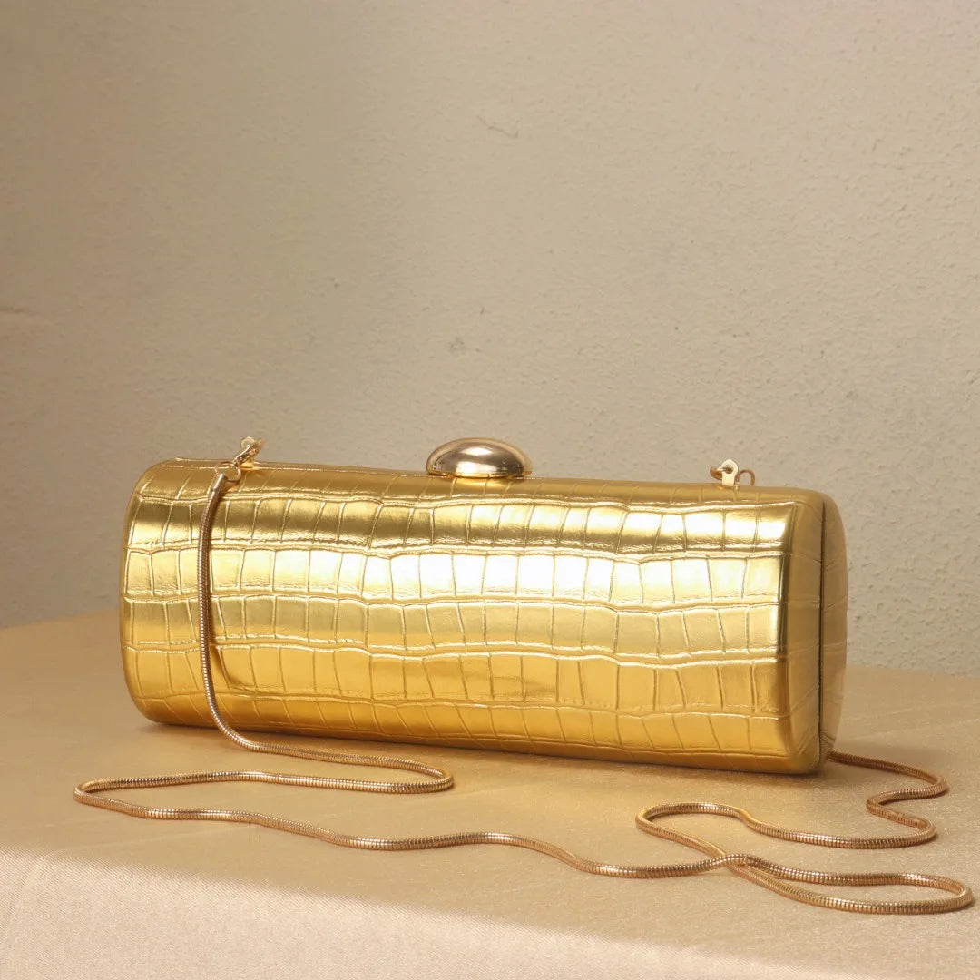 Glossy PU Leather Box Clutch