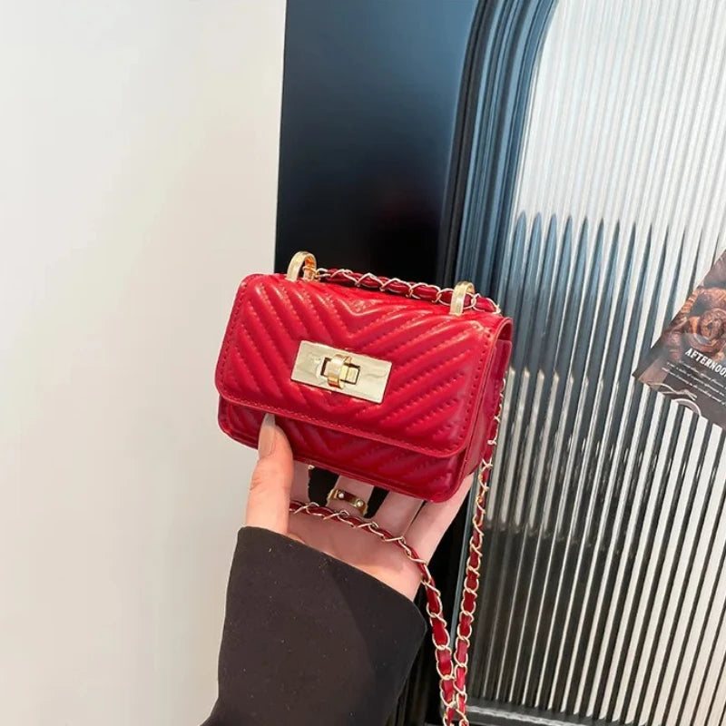 Quilted Leather Chain Crossbody Bag