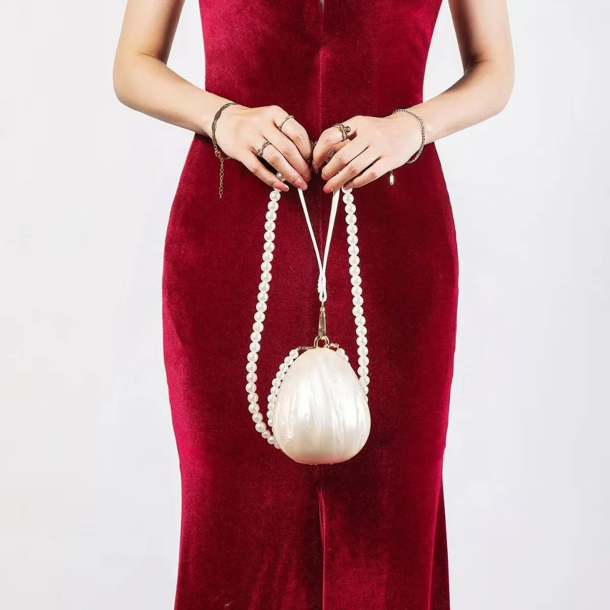 Cute Acrylic Egg Pearl Clutch