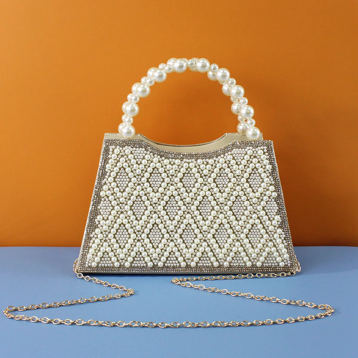 Luxury Pearl Diamond Evening Clutch