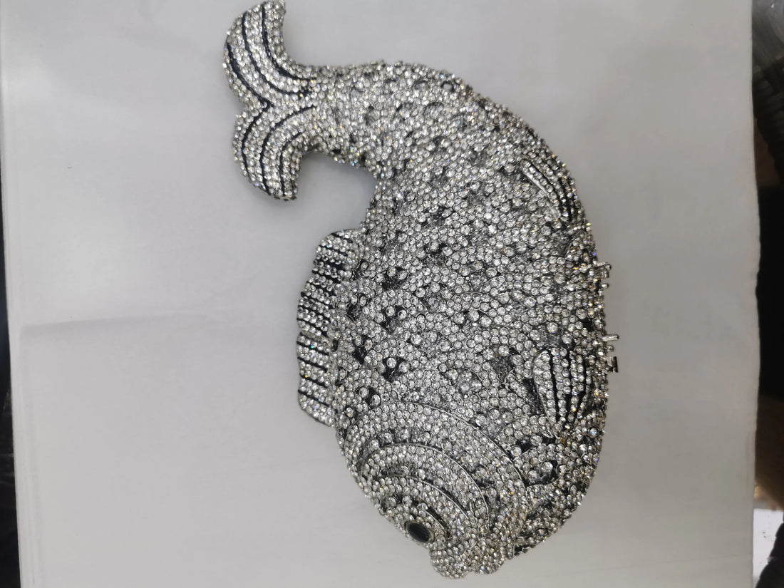 XIYUAN Fish Shape Women rhinestones Purse Evening Bags Diamond Metal Clutches Bags Wedding Party Minaudiere Purses and Handbags