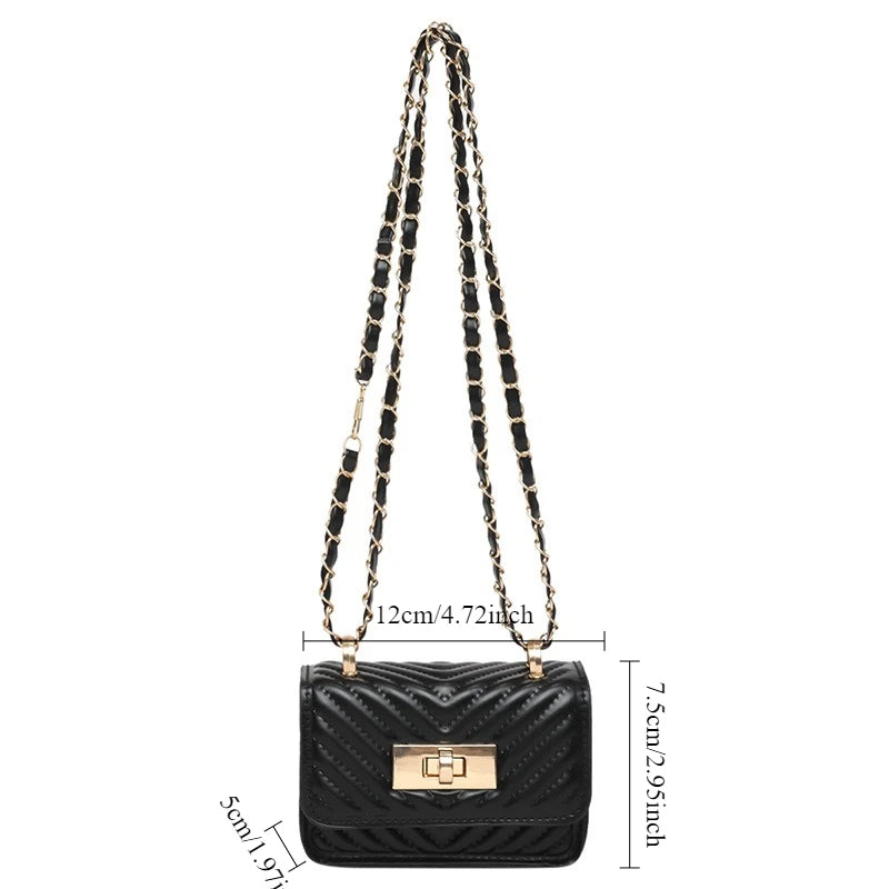 Quilted Leather Chain Crossbody Bag