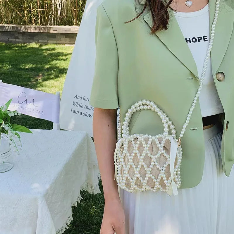 Bohemian Basket Pearl Shoulder Bag