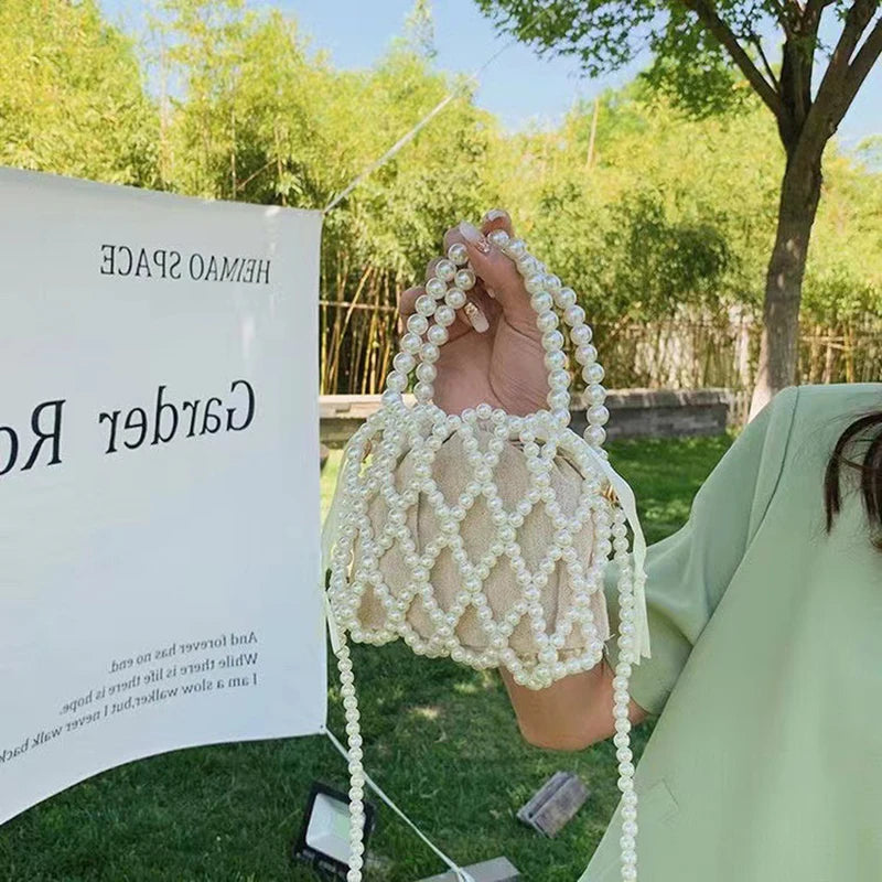 Bohemian Basket Pearl Shoulder Bag