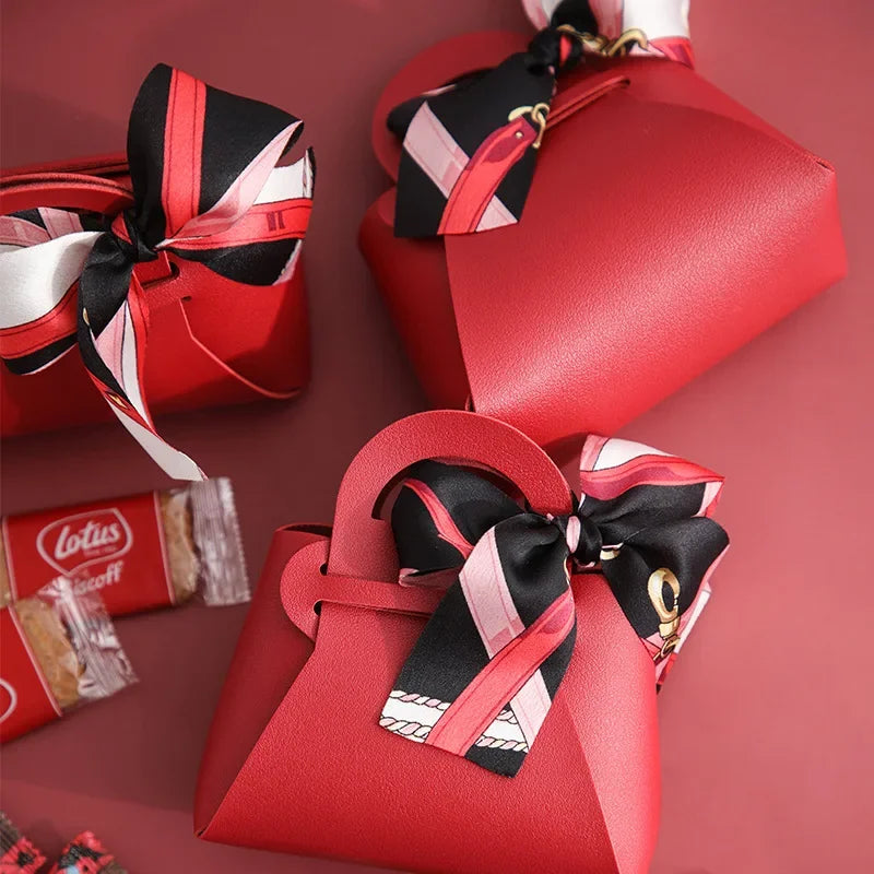 Pink Leather Wedding Gift Bags