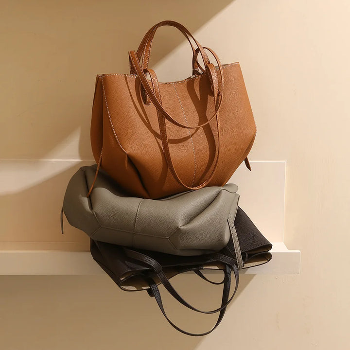 Large Genuine Leather Shoulder Tote