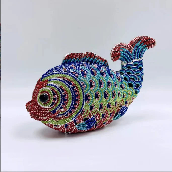 XIYUAN Fish Shape Women rhinestones Purse Evening Bags Diamond Metal Clutches Bags Wedding Party Minaudiere Purses and Handbags